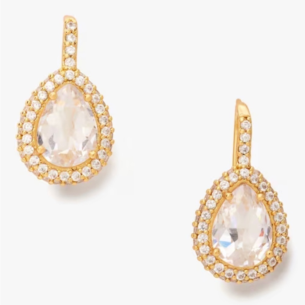 Kate Spade Brilliant Statements Pavé Halo Drop Earrings in Gold NWT 78$ - Picture 3 of 6
